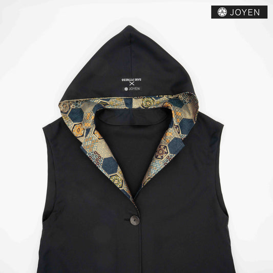 西陣フーディ 369 Black with Green Kinran